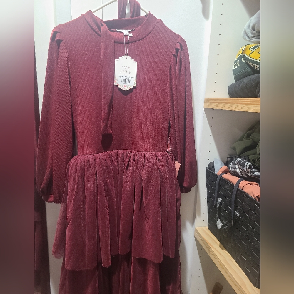 Ivy City Co cosette dress in wine